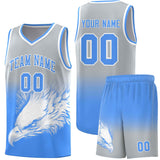 Custom Gray Powder Blue Eagle Pattern Graffiti Pattern Sports Uniform Basketball Jersey