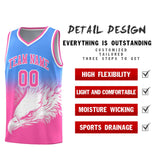 Custom Powder Blue Pink Eagle Pattern Graffiti Pattern Sports Uniform Basketball Jersey