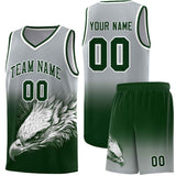 Custom Gray Green Eagle Pattern Graffiti Pattern Sports Uniform Basketball Jersey