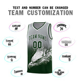 Custom Gray Green Eagle Pattern Graffiti Pattern Sports Uniform Basketball Jersey
