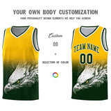 Custom Yellow Green Eagle Pattern Graffiti Pattern Sports Uniform Basketball Jersey