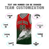 Custom Red Green Eagle Pattern Graffiti Pattern Sports Uniform Basketball Jersey