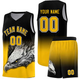 Custom Black Yellow Eagle Pattern Graffiti Pattern Sports Uniform Basketball Jersey