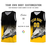Custom Black Yellow Eagle Pattern Graffiti Pattern Sports Uniform Basketball Jersey