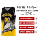 Custom Black Yellow Eagle Pattern Graffiti Pattern Sports Uniform Basketball Jersey