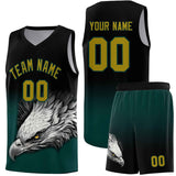 Custom Black Midnight Green Eagle Pattern Graffiti Pattern Sports Uniform Basketball Jersey