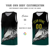 Custom Black Midnight Green Eagle Pattern Graffiti Pattern Sports Uniform Basketball Jersey