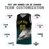 Custom Black Midnight Green Eagle Pattern Graffiti Pattern Sports Uniform Basketball Jersey