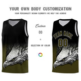 Custom Black Olive Eagle Pattern Graffiti Pattern Sports Uniform Basketball Jersey