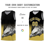 Custom Black Old Gold Eagle Pattern Graffiti Pattern Sports Uniform Basketball Jersey