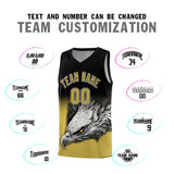 Custom Black Old Gold Eagle Pattern Graffiti Pattern Sports Uniform Basketball Jersey