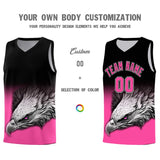 Custom Black Pink Eagle Pattern Graffiti Pattern Sports Uniform Basketball Jersey