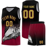 Custom Black Crimson Eagle Pattern Graffiti Pattern Sports Uniform Basketball Jersey
