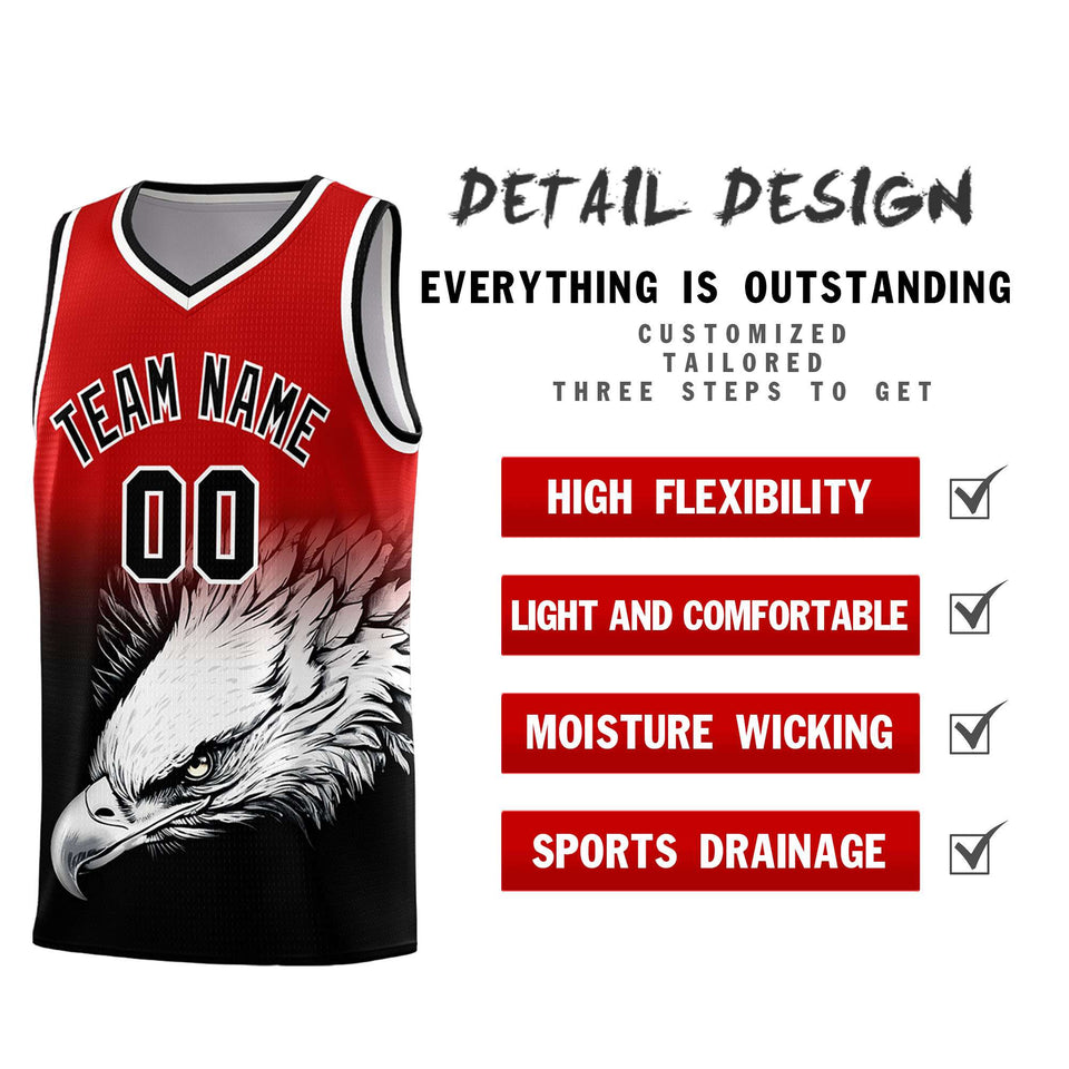 Custom Red Black Eagle Pattern Graffiti Pattern Sports Uniform Basketball Jersey