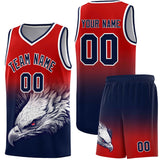 Custom Red Navy Eagle Pattern Graffiti Pattern Sports Uniform Basketball Jersey