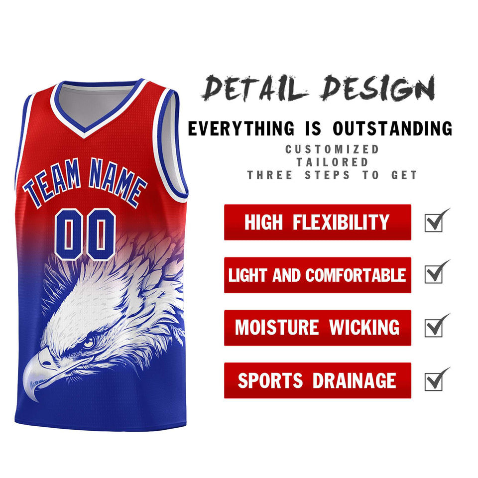 Custom Red Royal Eagle Pattern Graffiti Pattern Sports Uniform Basketball Jersey