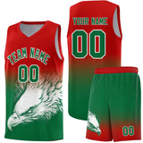 Custom Red Kelly Green Eagle Pattern Graffiti Pattern Sports Uniform Basketball Jersey