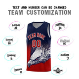 Custom Navy Red Eagle Pattern Graffiti Pattern Sports Uniform Basketball Jersey