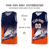 Custom Navy Orange Eagle Pattern Graffiti Pattern Sports Uniform Basketball Jersey