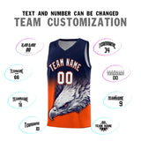 Custom Navy Orange Eagle Pattern Graffiti Pattern Sports Uniform Basketball Jersey