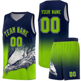 Custom Navy Neon Green Eagle Pattern Graffiti Pattern Sports Uniform Basketball Jersey