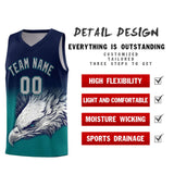 Custom Navy Teal Eagle Pattern Graffiti Pattern Sports Uniform Basketball Jersey