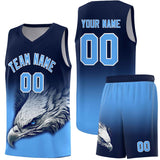 Custom Navy Powder Blue Eagle Pattern Graffiti Pattern Sports Uniform Basketball Jersey