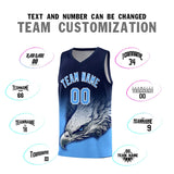 Custom Navy Powder Blue Eagle Pattern Graffiti Pattern Sports Uniform Basketball Jersey