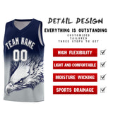 Custom Navy Gray Eagle Pattern Graffiti Pattern Sports Uniform Basketball Jersey