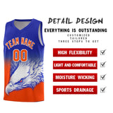 Custom Royal Orange Eagle Pattern Graffiti Pattern Sports Uniform Basketball Jersey