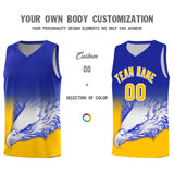 Custom Royal Yellow Eagle Pattern Graffiti Pattern Sports Uniform Basketball Jersey