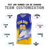 Custom Royal Yellow Eagle Pattern Graffiti Pattern Sports Uniform Basketball Jersey