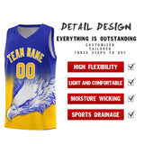 Custom Royal Yellow Eagle Pattern Graffiti Pattern Sports Uniform Basketball Jersey