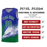 Custom Royal Kelly Green Eagle Pattern Graffiti Pattern Sports Uniform Basketball Jersey