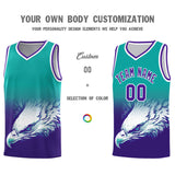 Custom Aqua Purple Eagle Pattern Graffiti Pattern Sports Uniform Basketball Jersey