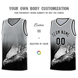 Custom Gray Black Eagle Pattern Graffiti Pattern Sports Uniform Basketball Jersey