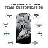 Custom Gray Black Eagle Pattern Graffiti Pattern Sports Uniform Basketball Jersey
