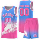 Custom Powder Blue Pink Eagle Pattern Graffiti Pattern Sports Uniform Basketball Jersey
