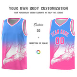 Custom Powder Blue Pink Eagle Pattern Graffiti Pattern Sports Uniform Basketball Jersey