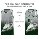 Custom Gray Green Eagle Pattern Graffiti Pattern Sports Uniform Basketball Jersey