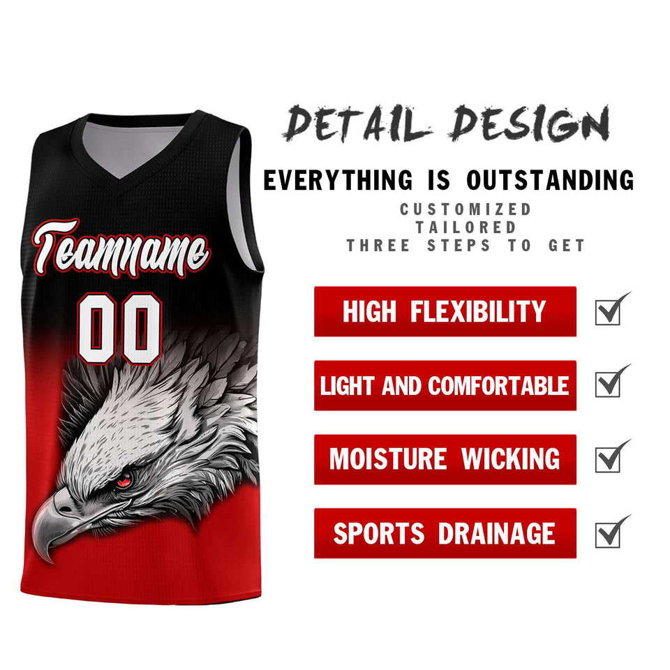 Custom Black Red Eagle Pattern Graffiti Pattern Sports Uniform Basketball Jersey