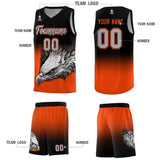 Custom Black Orange Eagle Pattern Graffiti Pattern Sports Uniform Basketball Jersey