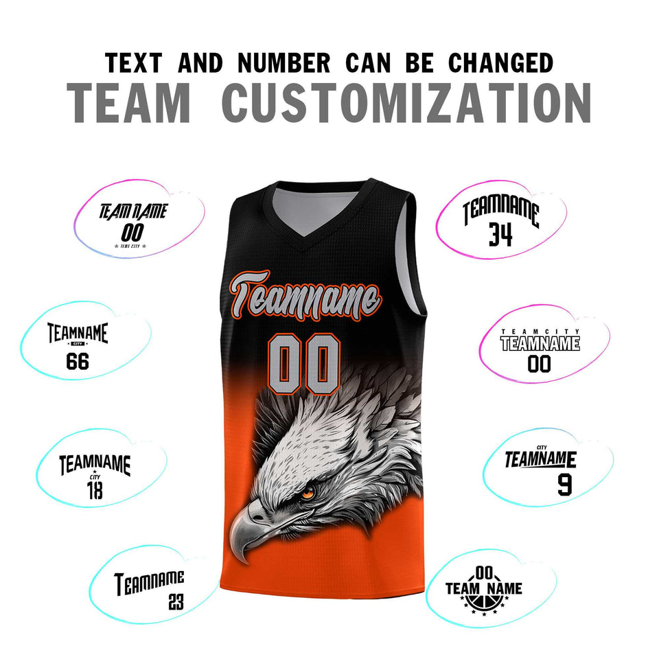 Custom Black Orange Eagle Pattern Graffiti Pattern Sports Uniform Basketball Jersey