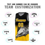 Custom Black Yellow Eagle Pattern Graffiti Pattern Sports Uniform Basketball Jersey