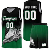 Custom Black Kelly Green Eagle Pattern Graffiti Pattern Sports Uniform Basketball Jersey