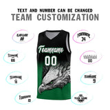 Custom Black Kelly Green Eagle Pattern Graffiti Pattern Sports Uniform Basketball Jersey