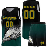 Custom Black Midnight Green Eagle Pattern Graffiti Pattern Sports Uniform Basketball Jersey