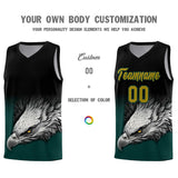 Custom Black Midnight Green Eagle Pattern Graffiti Pattern Sports Uniform Basketball Jersey