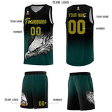 Custom Black Midnight Green Eagle Pattern Graffiti Pattern Sports Uniform Basketball Jersey