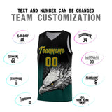 Custom Black Midnight Green Eagle Pattern Graffiti Pattern Sports Uniform Basketball Jersey